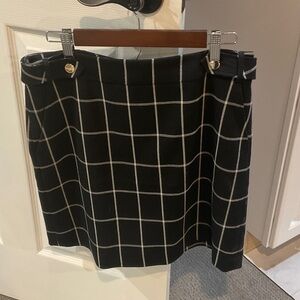 LOFT Black and Cream Grid Mini Skirt